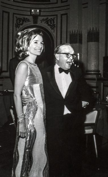 Lee Radziwill (left) dancing with American novelist and screenwriter Truman Capote (right) at the Truman Capote Black and White Ball on November 28, 1966 in New York, New York.