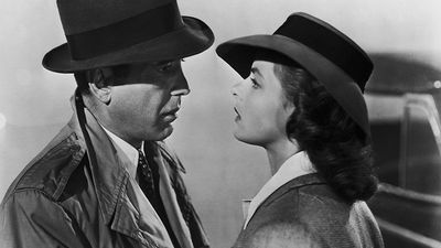 Publicity still with Humphrey Bogart and Ingrid Bergman from the motion picture film "Casablanca" (1942); directed by Michael Curtiz. (cinema, movies)