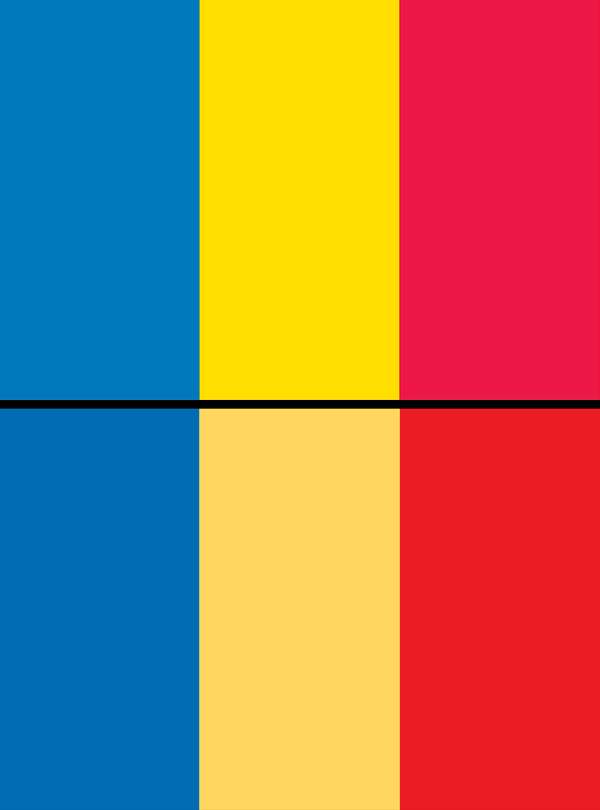 Combo of Chad and Romania flags assets 5046, 6213