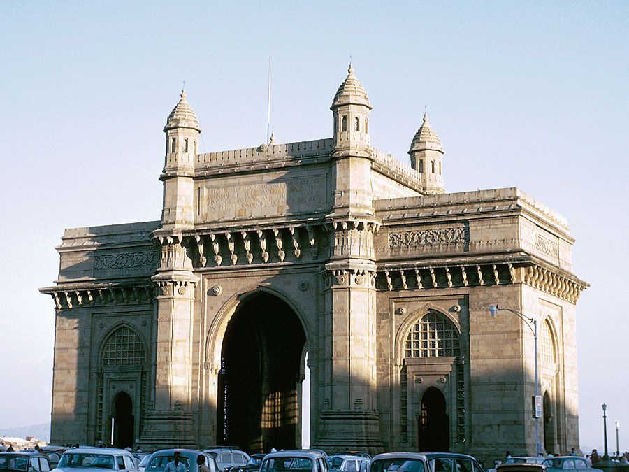 Gateway of India, located on the waterfront in South Mumbai (Bombay), India.