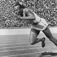 Berlin, 1936 - Jesse Owens of the USA in action in the mens 200m at the Summer Olympic Games. Owens won a total of four gold medals.