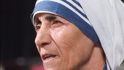 Blessed Mother Teresa of Calcutta (Kolkata), India. Roman Catholic nun, at the World Conference of the International Women's Year in Mexico City in 1975