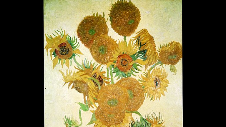 Vincent Van Gogh painting, "Sunflowers".  Oil on canvas.