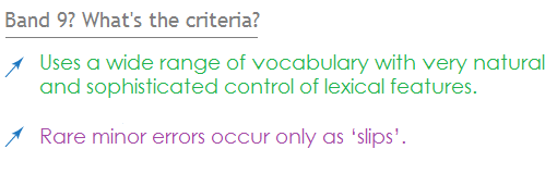 Band score 9- Lexical Resources requirements